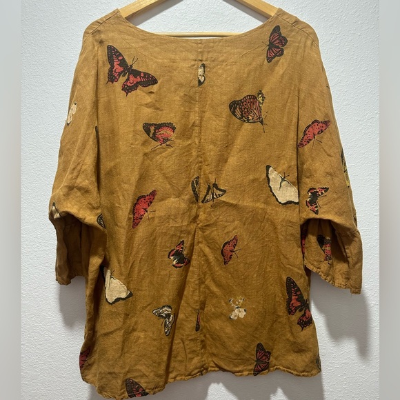 Viola Borghi Linen Butterfly Blouse Size L - Picture 4 of 4